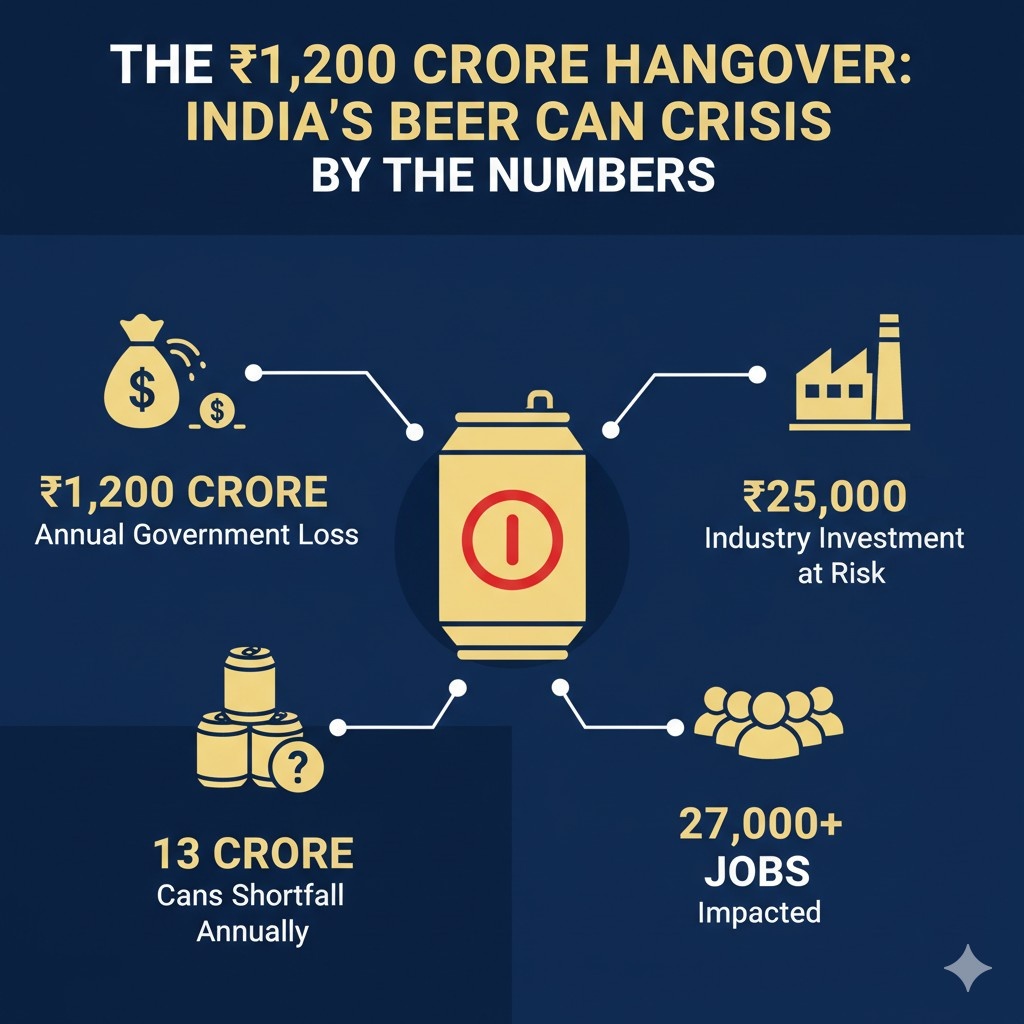 Impact on beer industry ₹1,200 Crore Beer Can Crisis: Annual Losses, Investments at Risk, Can Shortfall, Job Impacts