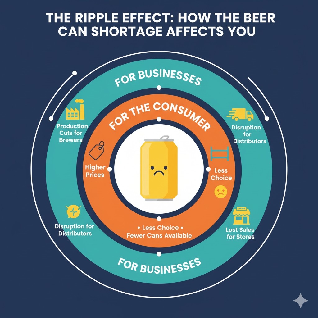 Ripple Effect How the Can Shortage Affects Beer Can Shortage Effects: Higher Prices, Less Choice, Brewer Disruption, Retail Losses.